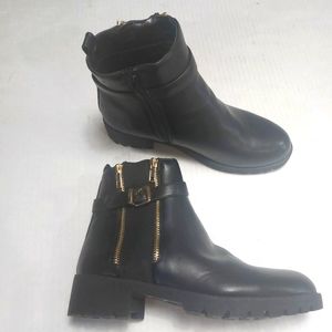 ELDITAS Sophie Women's Black Ankle Boots with Gold Zipper Size 9M